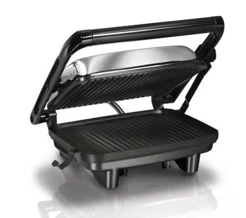 Hamilton Beach 1400 W Chrome Non-Stick Panini Press  - Lot 530