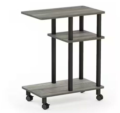 Lot of (2) Furinno Turn-N-Tube French Oak Grey U-Shape Sofa Side Table with Casters  - Lot 543