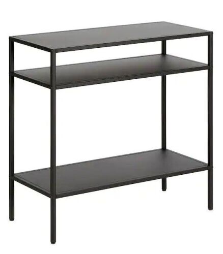 Ricardo 24 in. Blackened Bronze Side Table with Metal Shelves  - Lot 553