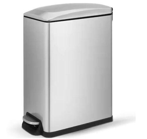 Innovaze 11.9 Gal. Fingerprint Resistant Stainless Steel Slim Rectangular Kitchen Step-on Trash Can - Lot 563