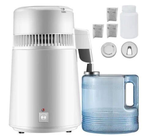 VEVOR 750 Watt Purifier Filter 1.1 Gal. Distilling Water Machine with Handle, White  - Lot 585