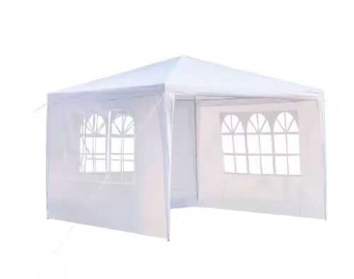 10 ft. x 10 ft. White Party Wedding Tent Canopy 3 Sidewall  - Lot 591
