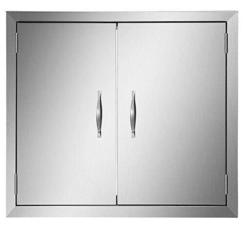 VEVOR 24 in. W x 24 in. H Grill Door Double Door Brushed Stainless Steel Outdoor Kitchen Doors  - Lot 625