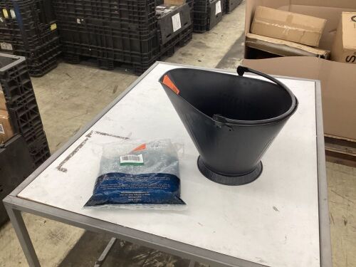Coal Hod & 10lbs Blue Fire Glass  - Lot 641