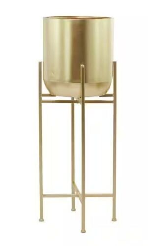 Litton Lane 13 in. Extra Large Gold Metal Indoor Outdoor Dome Planter with Removable Stand  - Lot 650