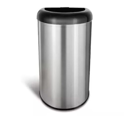 NINESTARS 13 Gal. Black Open Top Lid Stainless Steel Trash Can  - Lot 651