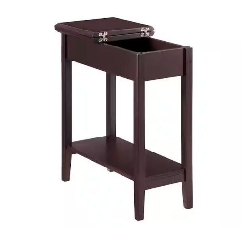 Cherry Narrow Flip Top End Table with Storage - Lot 750