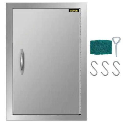 VEVOR 17 in. W x 24 in. H Vertical Single BBQ Door Stainless Steel with Hooks - Lot 753