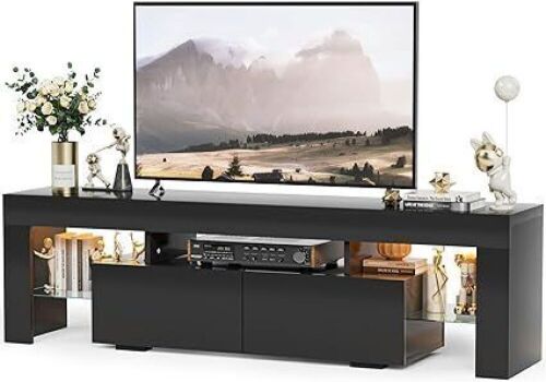 60" Modern LED TV Stand for TVS up to 70 Inch with Glass Shelves and Drawer - Lot 181