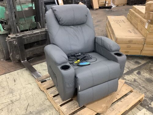 Electric Recliner with Massage & Heat - Cut in Footrest  - Lot 211