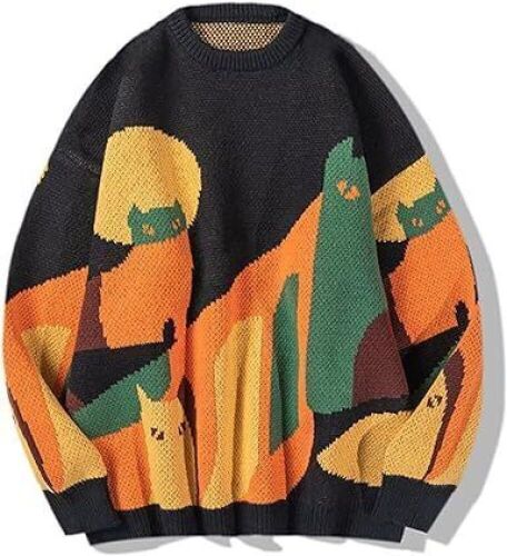 Aelfric Eden Color Blocking Cat Sweater, Large - Lot 732