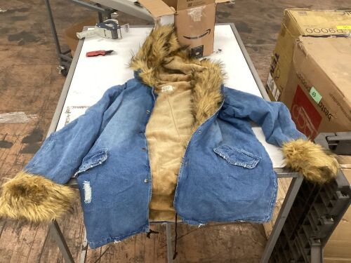 Denim & Faux Fur Jacket, XXL - Lot 594