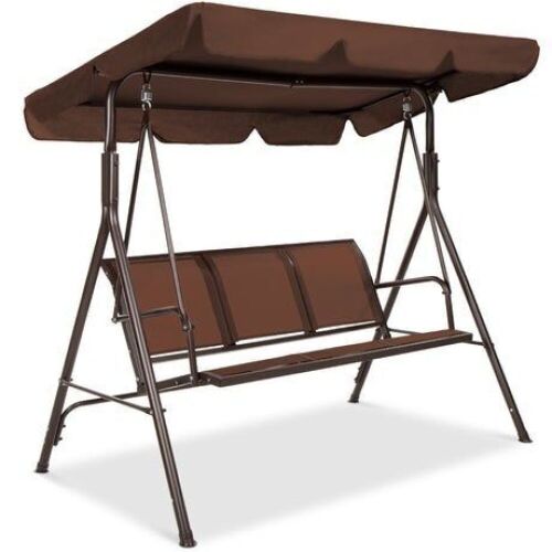 2-Seater Outdoor Canopy Swing Glider Bench w/ Textilene Fabric, Steel Frame - Lot 86