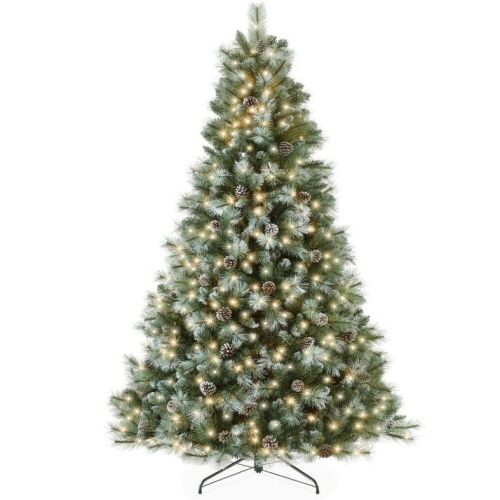 7.5' Pre-Lit Frosted Artificial Scotch Pine Christmas Tree w/ Metal Stand - Lot 213