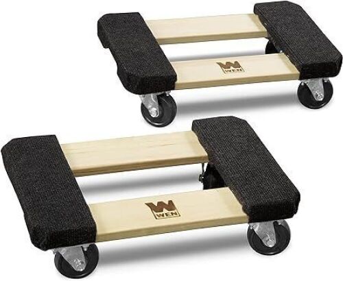 WEN 721218 1000 lbs. Capacity 12 in. x 18 in. Hardwood Furniture Dolly, 2 Pack  - Lot 762
