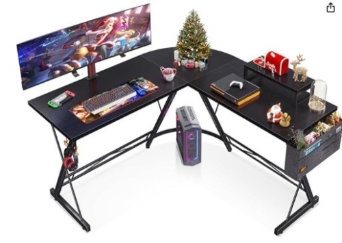 Casaottima L Shaped Gaming Desk, Home Office Desk with Round Corner, Computer Desk with Large Monitor Stand Desk Workstation, 51 inches - Lot 161