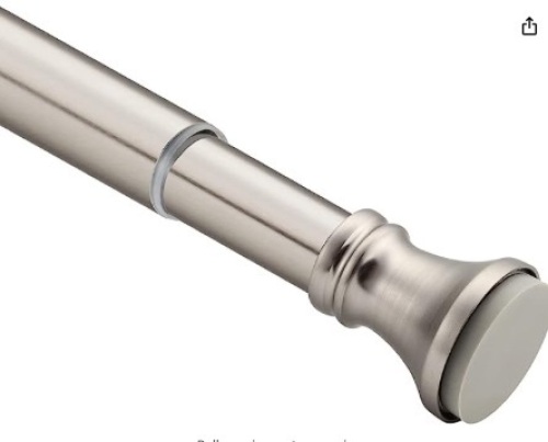 Amazer Spring Tension Shower Curtain Rod, 54-90 Inches Rust-Resistance Tension Curtain Rod Bathroom Rod, Adjustable Shower Curtain Rod No Drill, Nickel - Lot 168