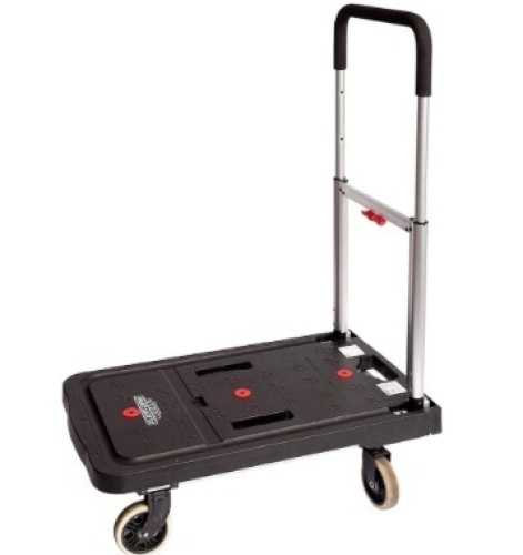 Magna Cart 4 Wheel Folding Platform Dolly Cart made from Heavy-Duty and Durable Aluminum with 300 Pounds Capacity, Lightweight, Silver - Lot 191