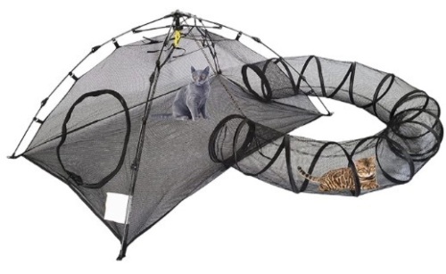 Outdoor Cat Enclosures Cat Tent Outdoor Pop Up Pet Playpen with One Cat Tunnels Portable Cat Playhouse (Play Tents for Cats and Small Animals) - Outside Habitat (Patent Pending) - Lot 206