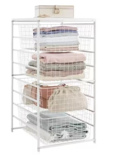 Everbilt 34.76 in. H x 17.13 in. W White Steel 4-Drawer Close Mesh Wire Basket - Lot 217