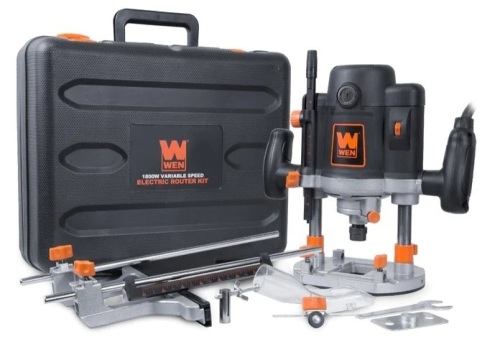 WEN RT6033 15-Amp Variable Speed Plunge Woodworking Router Kit with Carrying Case and Edge Guide - Lot 124