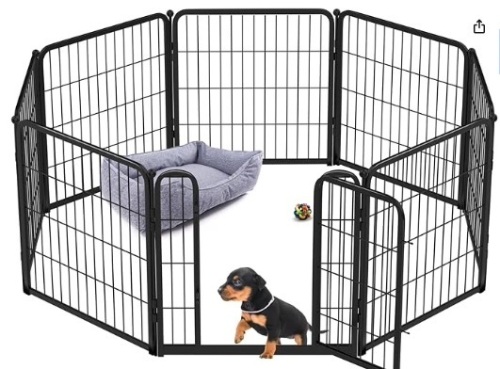 FXW Homeplus Dog Playpen Designed for Indoor Use, 24" Height for Puppy and Small Dogs 8 panels-black - Lot 228