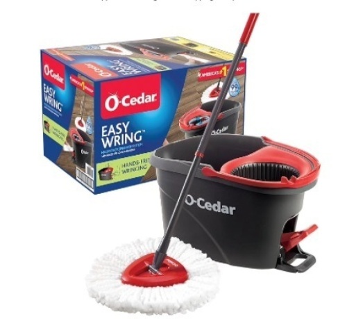O-Cedar EasyWring Microfiber Spin Mop, Bucket Floor Cleaning System, Red, Gray - Lot 234