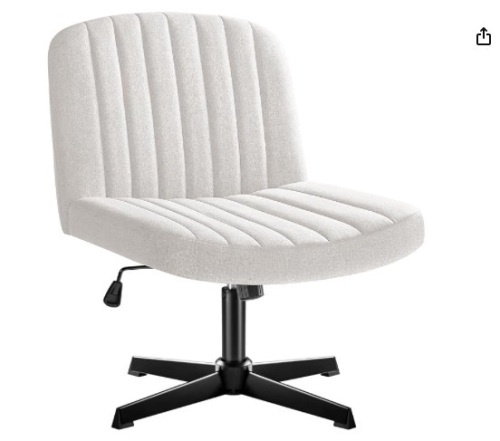 Shahoo Criss Cross Legged Chair, Armless Swivel Wide Padded Height Adjustable Fabric Home Office, Beige - Lot 151a