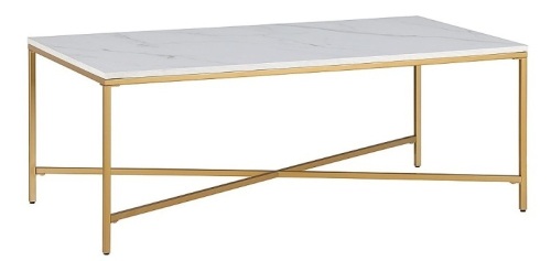 Camden&Wells - Henley Coffee Table - Brass/Faux Marble 48" x 24" x18" $149.99 - Lot 31