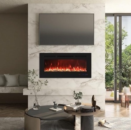 36'' Built-in and Wall-Mounted Electric Fireplace - 36 in $246.67 Heater Rating:Maximum Heat Output: 1500 W(5120 BTU); Maximum Heating Area: 400 square feet. - Lot 35