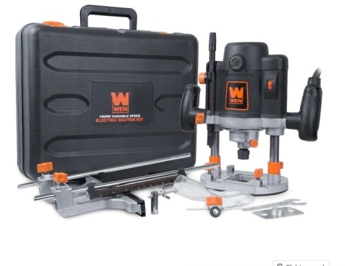 WEN RT6033 15-Amp Variable Speed Plunge Woodworking Router Kit with Carrying Case and Edge Guide - Lot 280