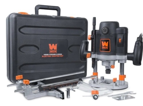 WEN RT6033 15-Amp Variable Speed Plunge Woodworking Router Kit with Carrying Case and Edge Guide - Lot 288
