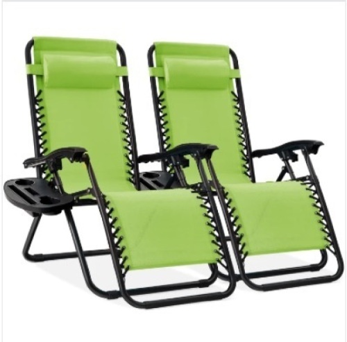 Set of 2 Adjustable Zero Gravity Patio Chair Recliners w/ Cup Holders - Lot 352