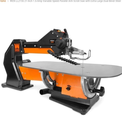 WEN LL2156 21-Inch 1.6-Amp Variable Speed Parallel Arm Scroll Saw with Extra-Large Dual-Bevel Steel Table - Lot 297