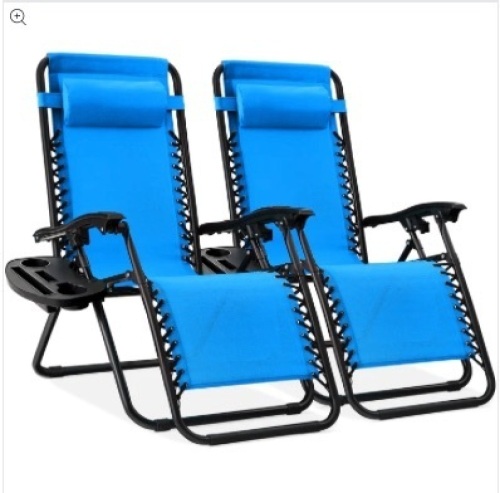 Set of 2 Adjustable Zero Gravity Patio Chair Recliners w/ Cup Holders - Lot 359