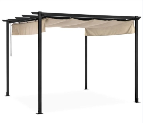Outdoor Pergola, Patio Shelter w/ Retractable Canopy, Steel Frame - 10x10ft $379.99 - Lot 41