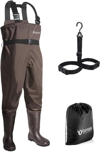 OXYVAN Chest Waders with Boots for Men & Women, Nylon/PVC Lightweight Fishing Wader with Boots Hanger - Lot 2208