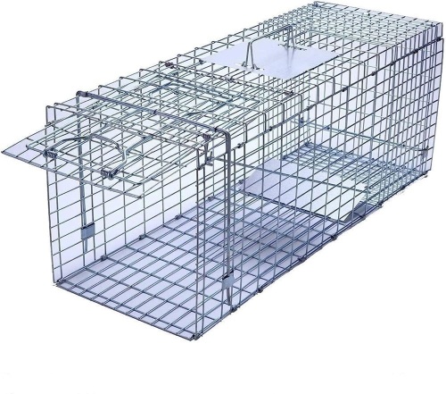 Faicuk Large Collapsible Humane Live Animal Cage Trap for Raccoon, Opossum, Stray Cat, Rabbit, Groundhog and Armadillo - 32" x 11" x 13" - Lot 2254
