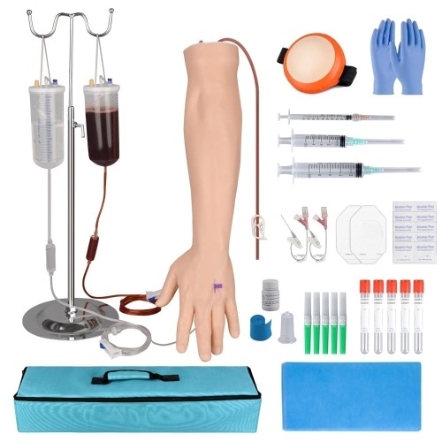 MedEduQuest Intravenous Practice Arm Kit for Nursing Student，Phlebotomy Practice Kit Latex-Free with Portable Case（Education Use Only） - Lot 2258