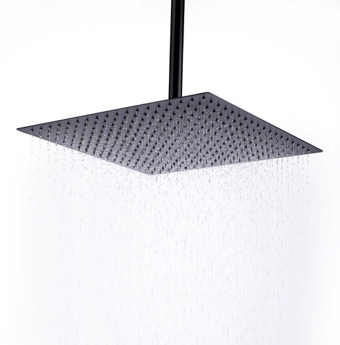 Shower Head,16 Inch Ultra Thin High Pressure Fixed Rain Showerhead Matte Black - Lot 2285
