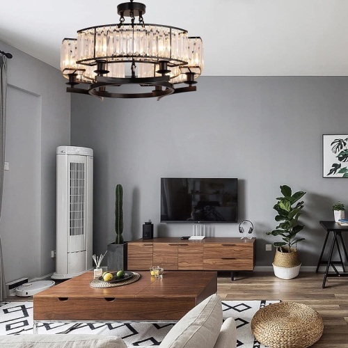 HOTIPRO Modern Round Crystal Chandelier - Lot 2131