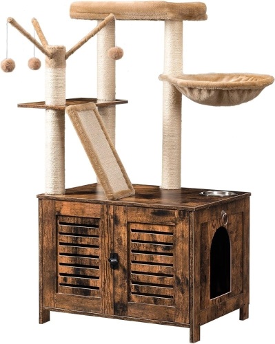 HOOBRO Cat Tree with Litter Box Enclosure - Lot 2229