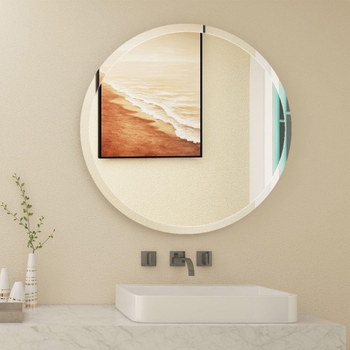 MZON Beveled Frameless Round Mirror - Lot 2214