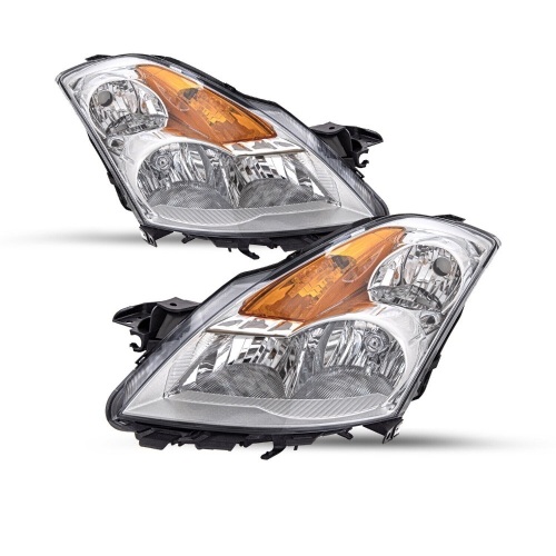 For 2007 2008 2009 Nissan Altima Sedan 4Dr Chrome Headlights Amber Corner Lamps - Lot 21999