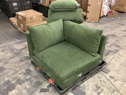 Corner Chair Sectional Piece, Distressed Velvet - Lot 477