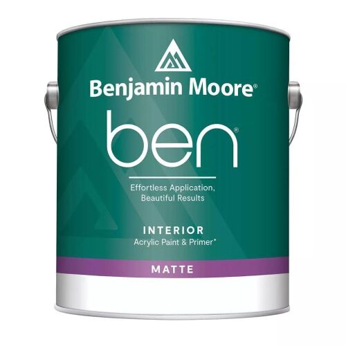 Case of (4) Benjamin Moore Ben Interior Acrylic Paint & Primer, Matte White, 1 Gal  - Lot 643