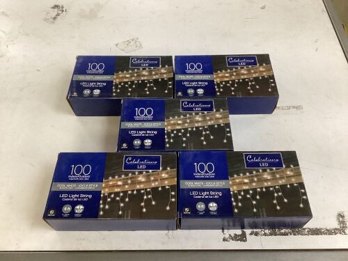 Lot of (5) LED Cool White Icicle String Lights, 6'  - Lot 658