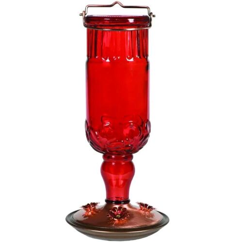 Lot of (2) Perky Pet Bird Feeder 24 Ounce 4-Port/Perch Glass Red 11-1/2 Inch H - Lot 663