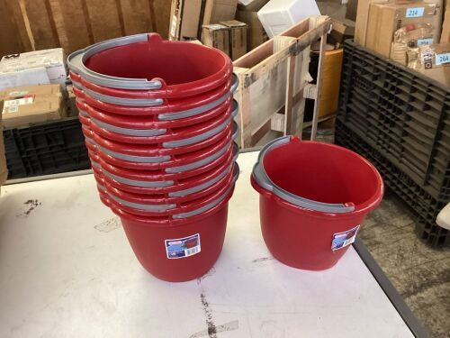 Case of (12) Sterilite 10Qt Plastic Pail - 1 Damaged  - Lot 750