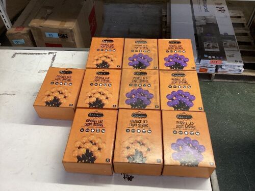 Lot of (10) LED String Lights, Orange & Purple  - Lot 706